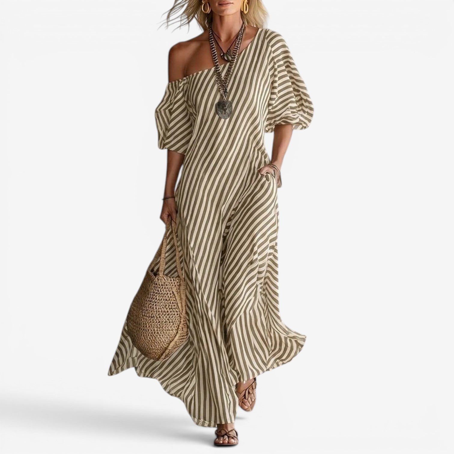 Izzy™ Robe longue à épaules dénudées