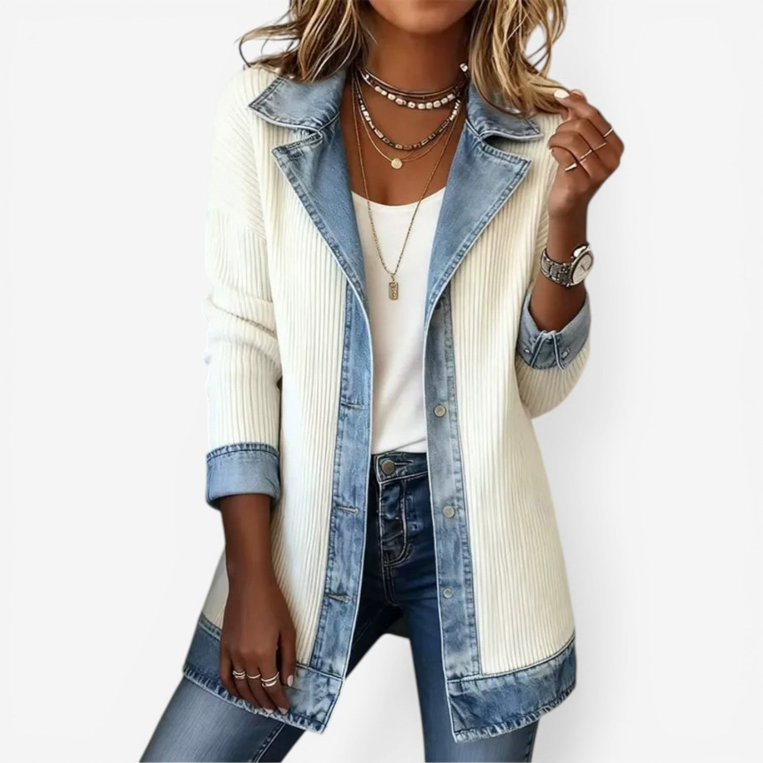 Emilia™ veste en jean mélangée