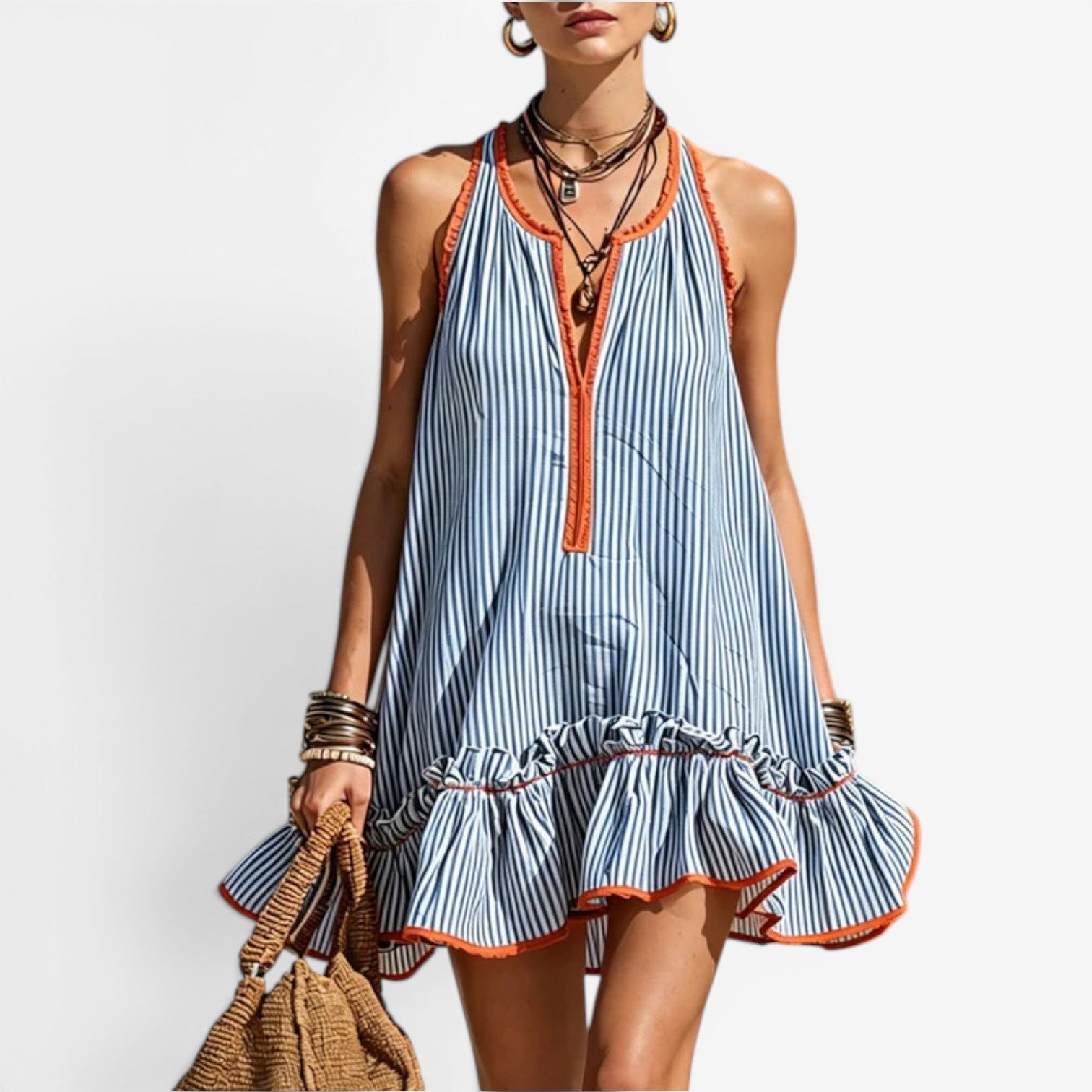 Riana™ Robe courte à rayures