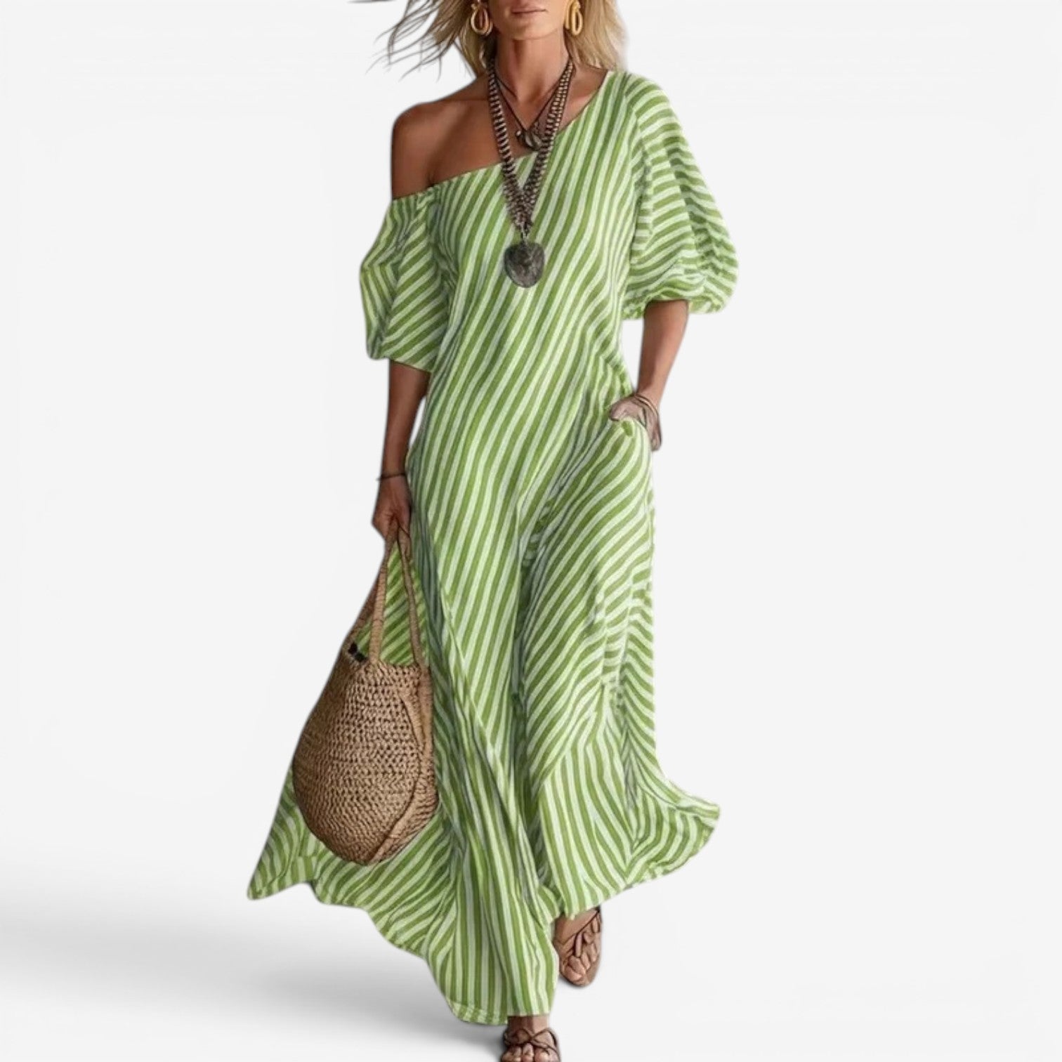 Izzy™ Robe longue à épaules dénudées
