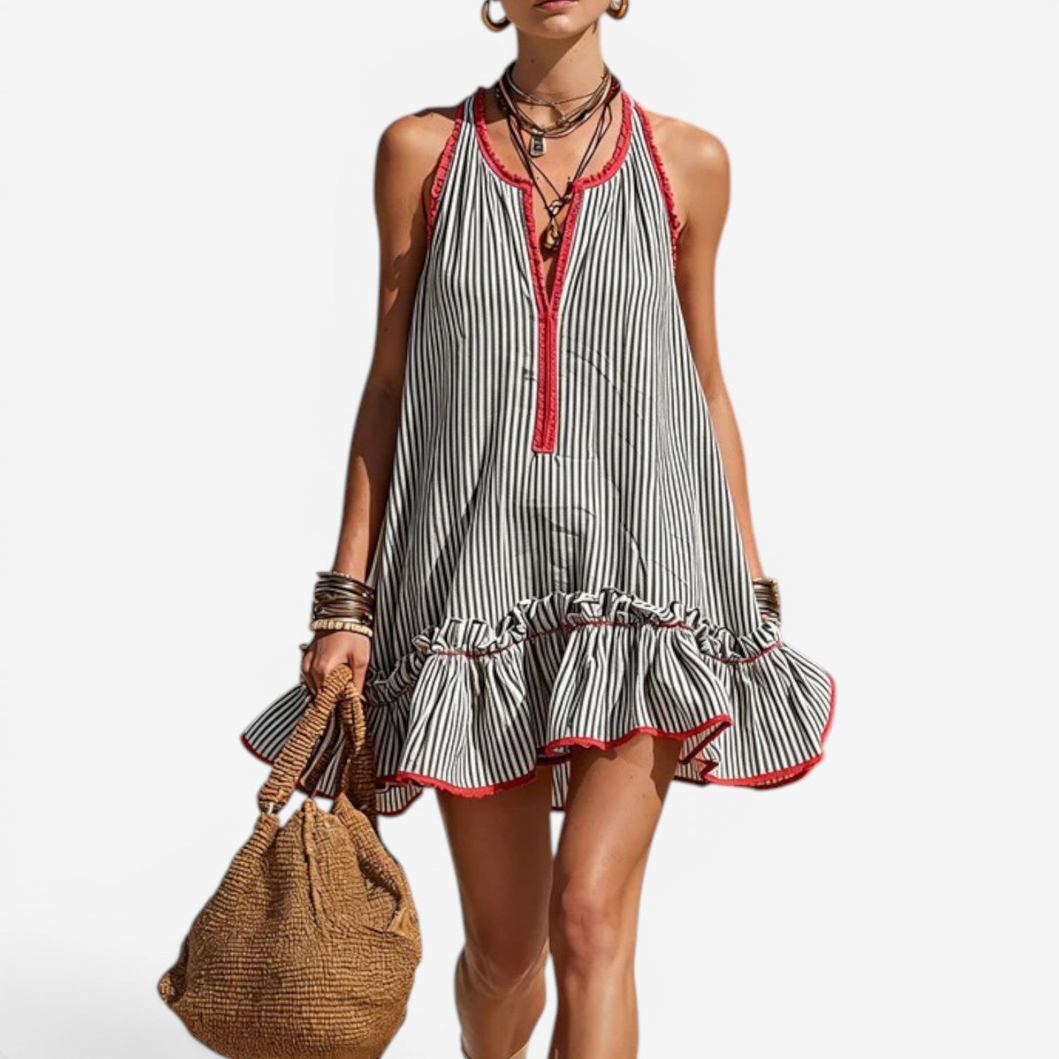 Riana™ Robe courte à rayures