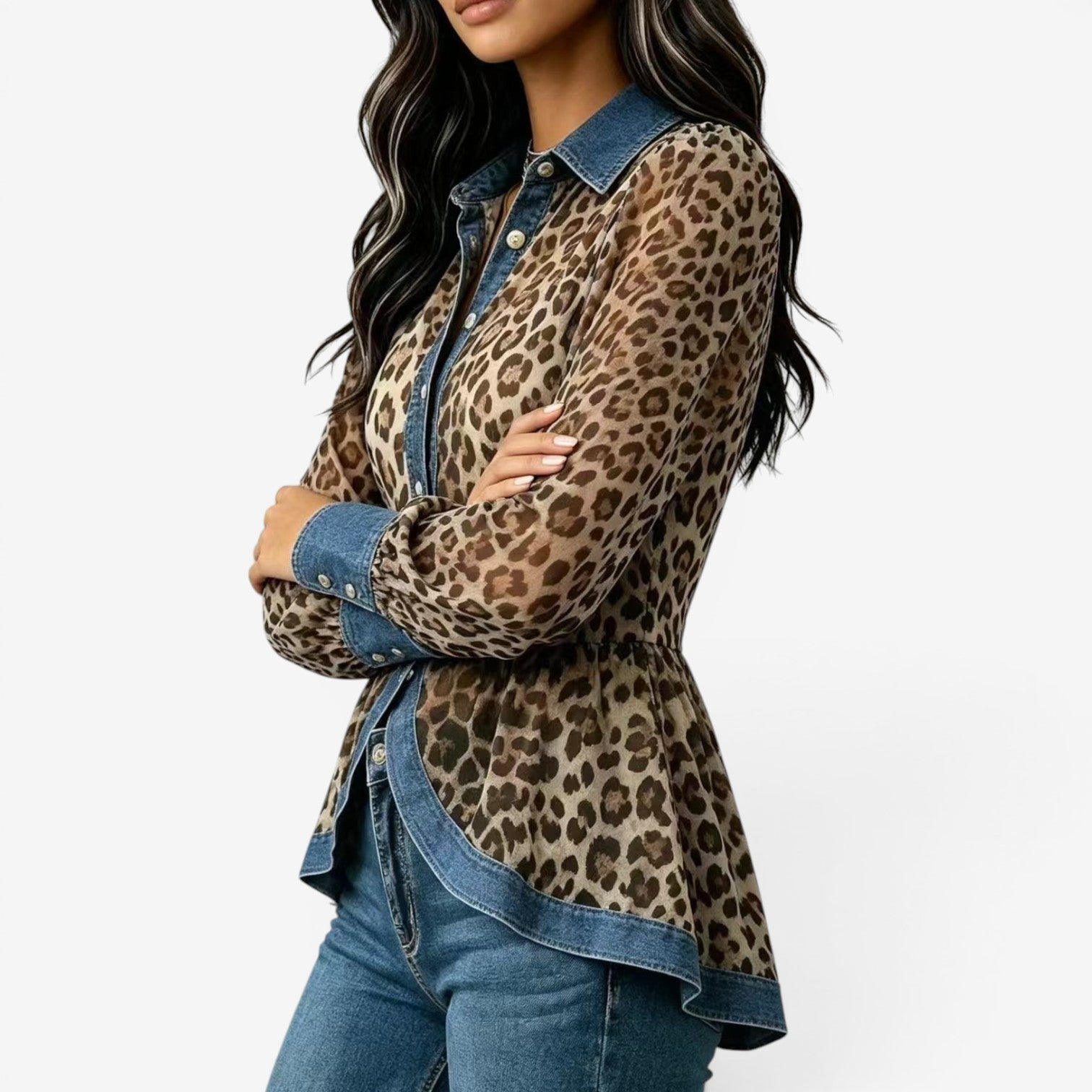 Lorie™ Blouse péplum léopard