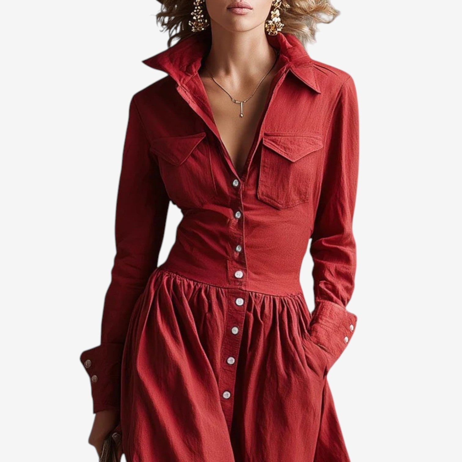Janine™ Elegant kjole med knapper