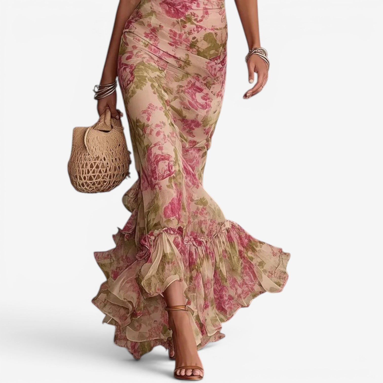 Cherry™ Robe fleurie à col montant