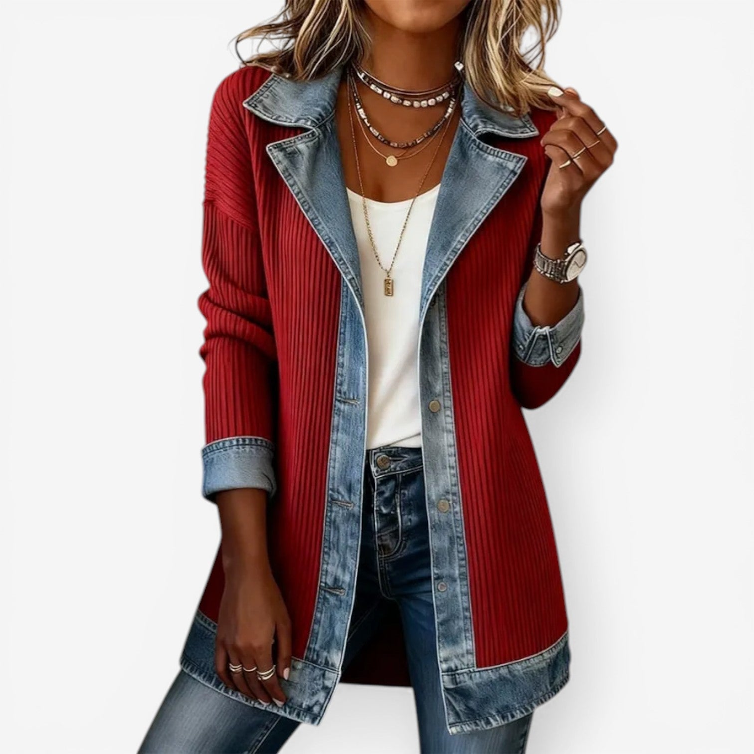 Emilia™ veste en jean mélangée