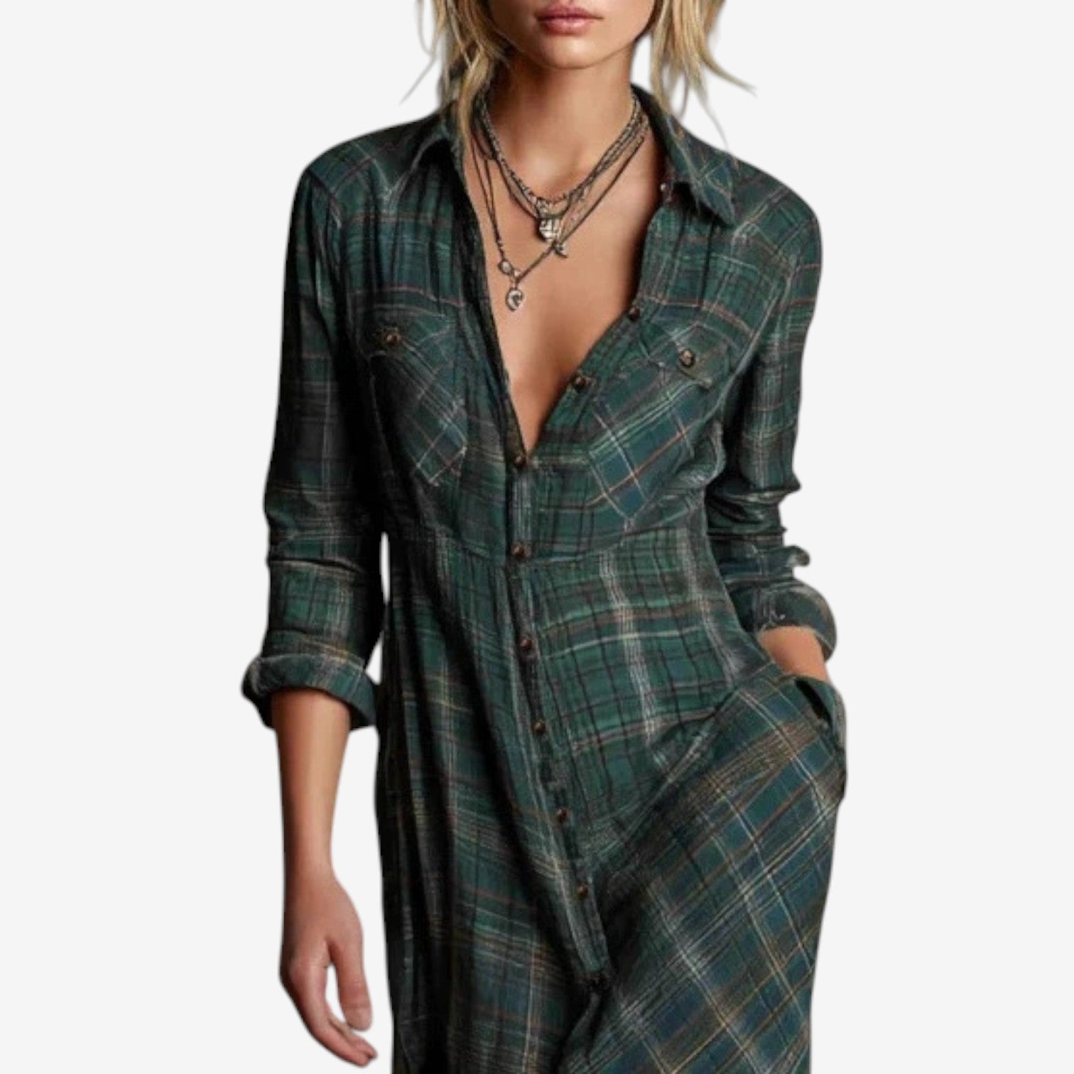 Cécile™ Tidløs maxi-skjortekjole