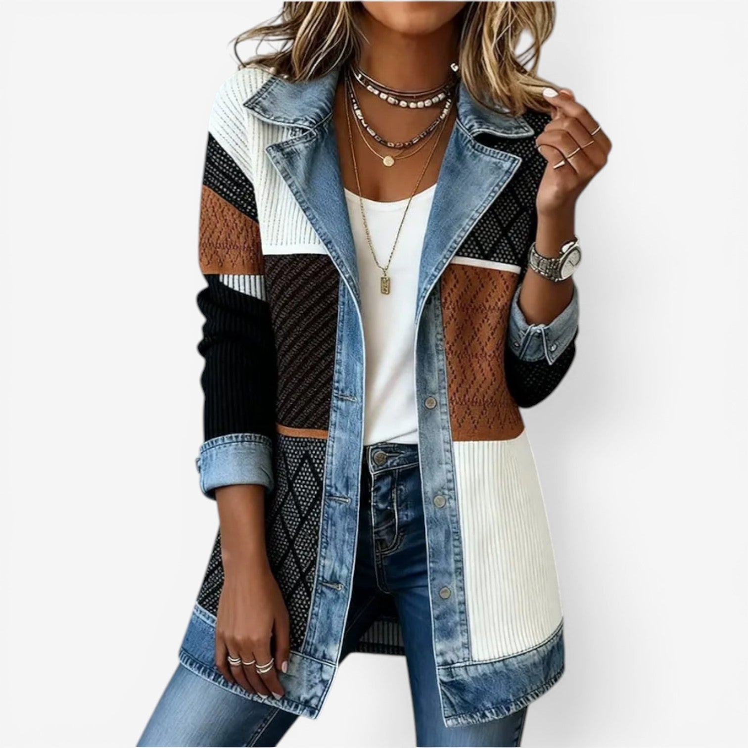 Emilia™ veste en jean mélangée