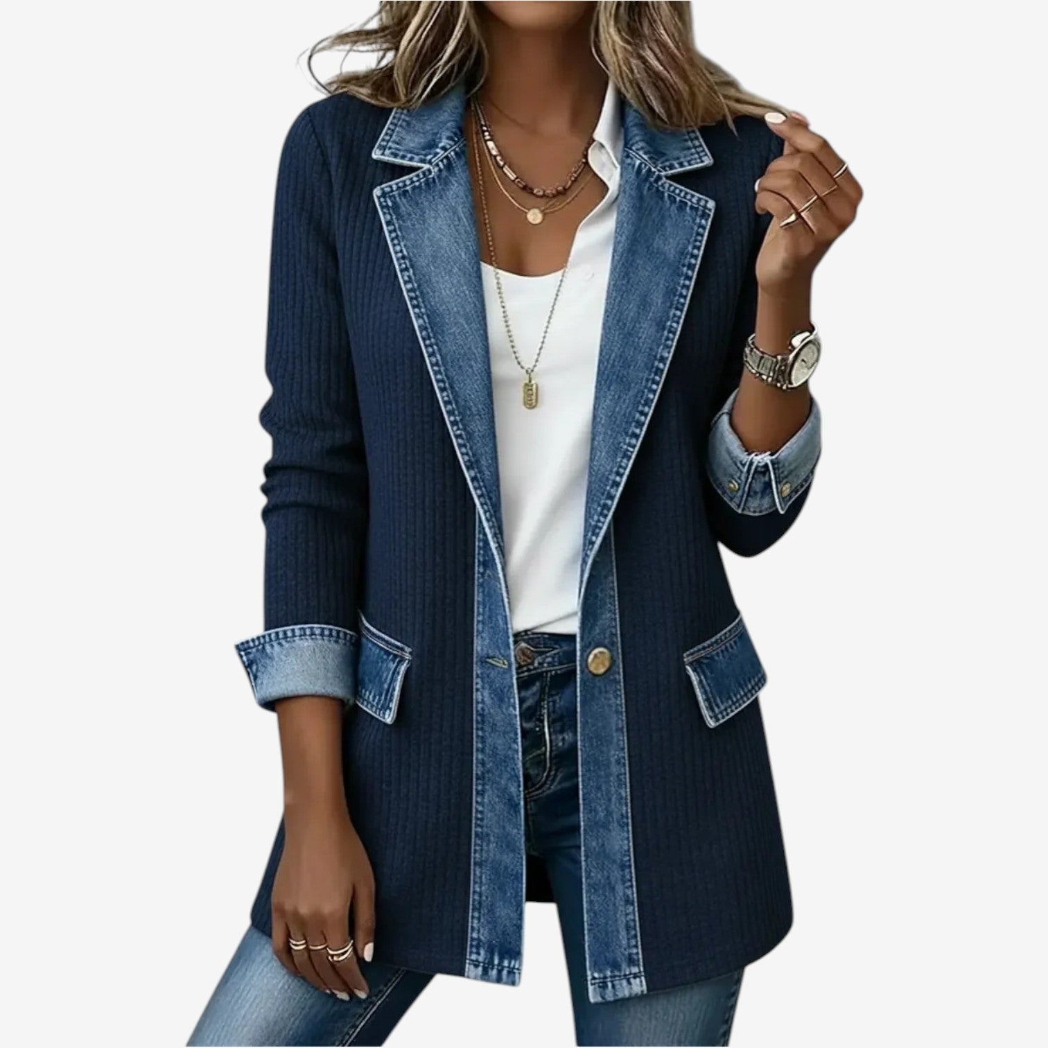 Emilia™ veste en jean mélangée
