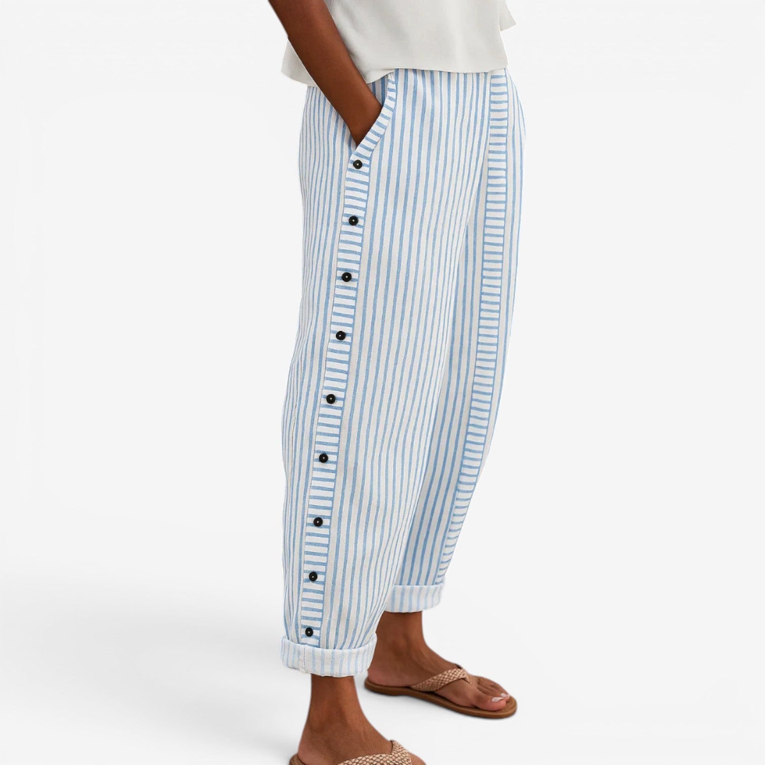 Katniss™ Pantalon rayé à boutons