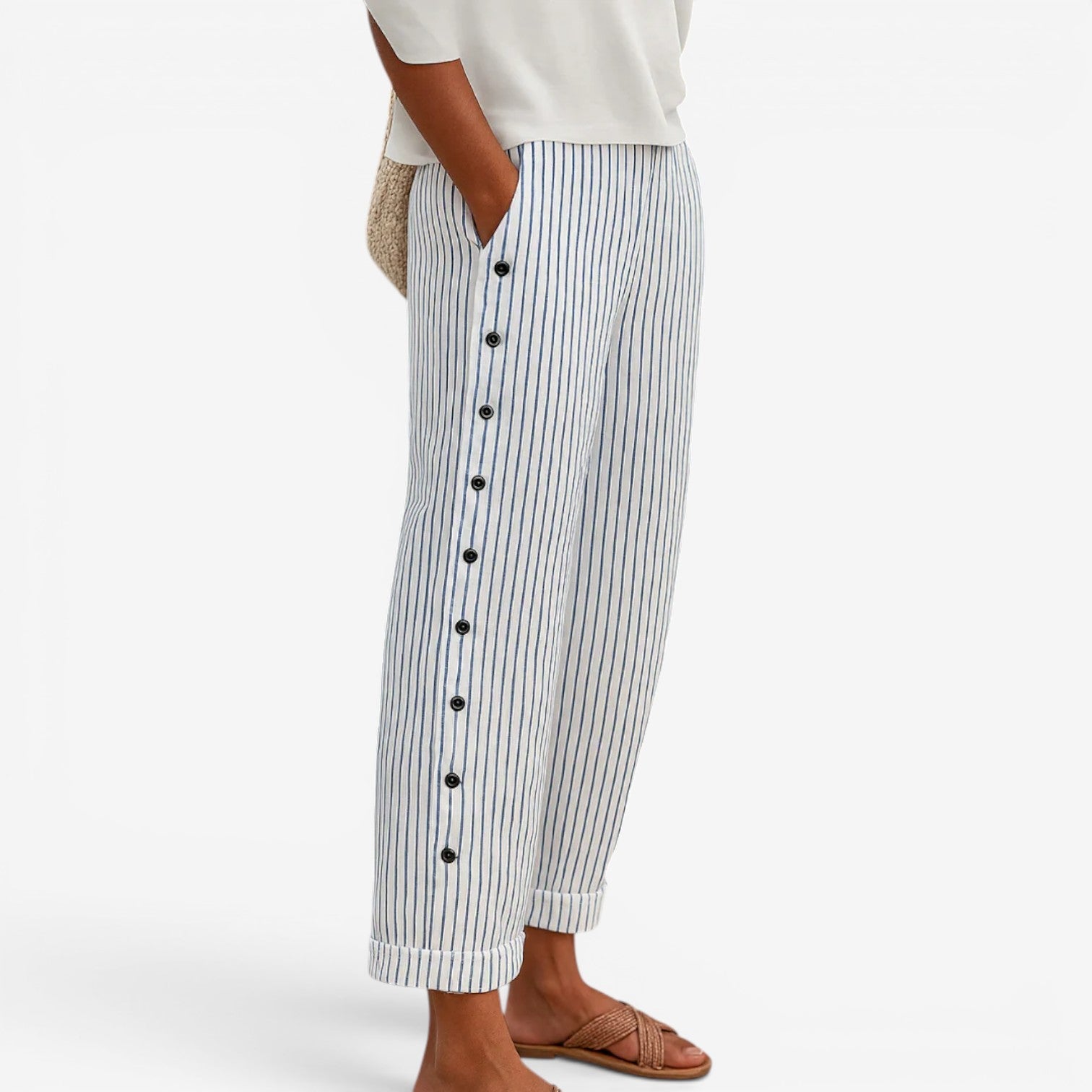 Katniss™ Pantalon rayé à boutons