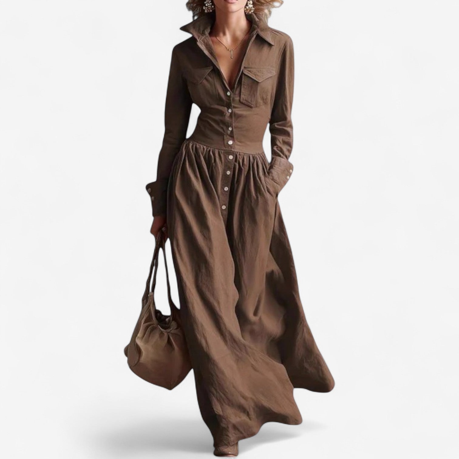 Janine™ Elegant kjole med knapper