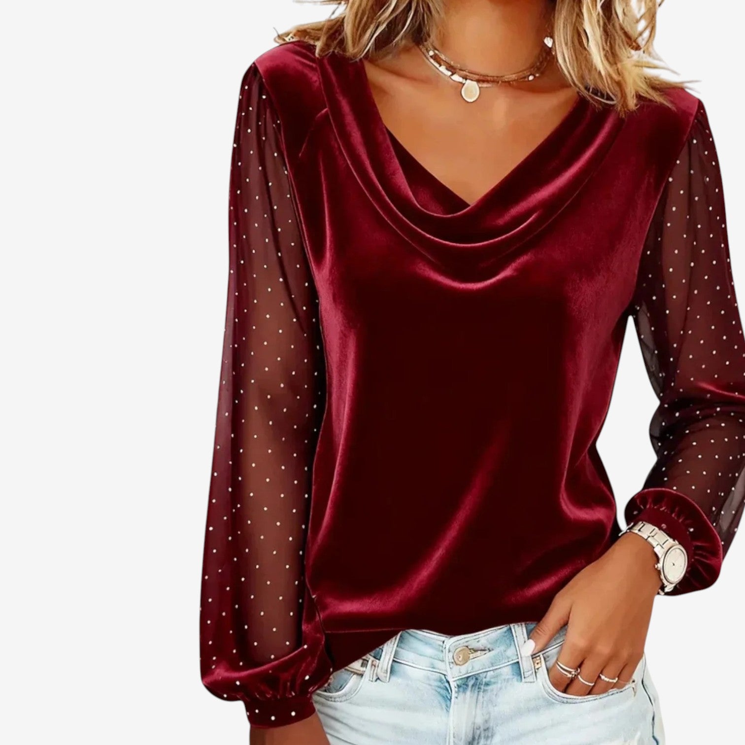 Floreani™ Elegant bluse i let fald
