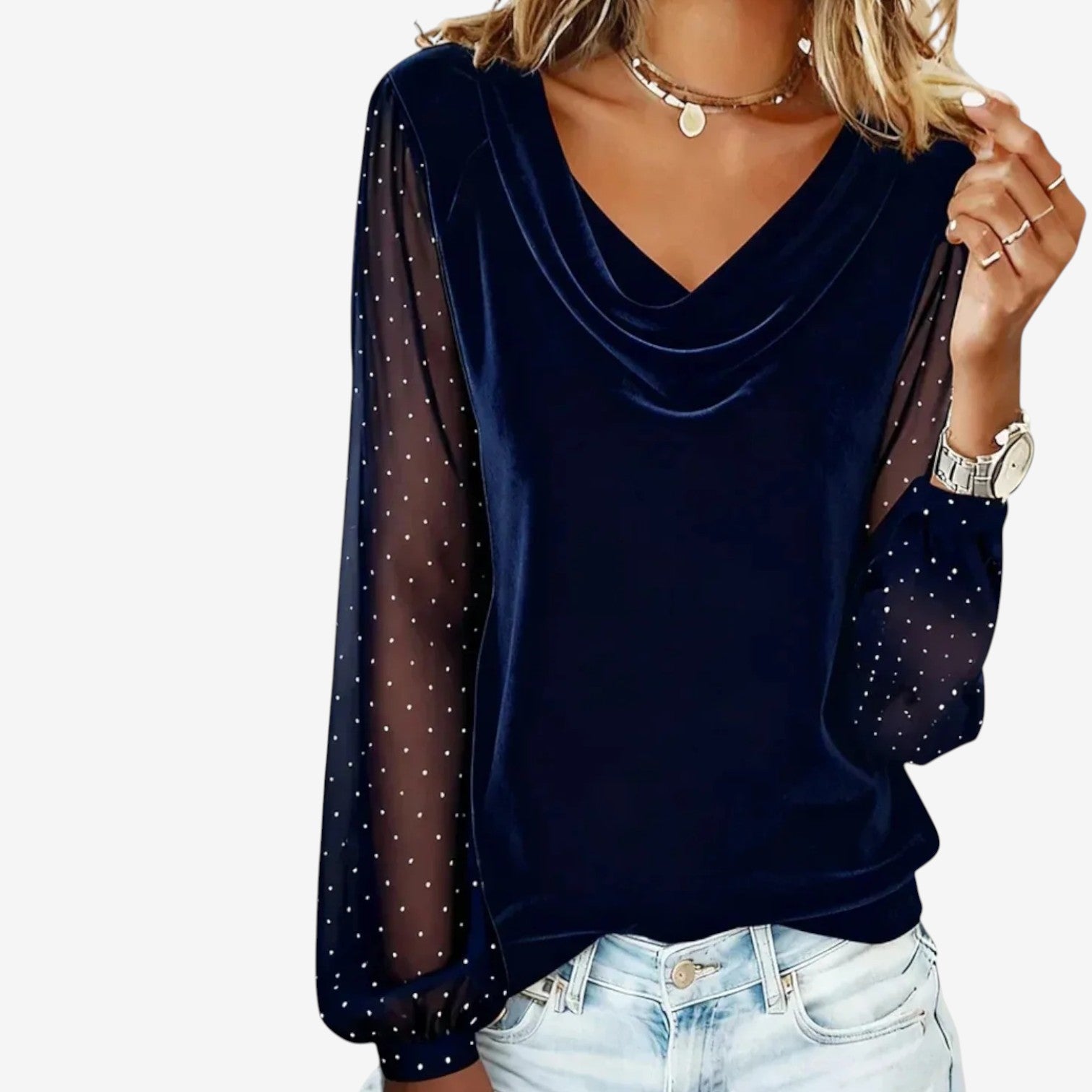 Floreani™ Elegant bluse i let fald