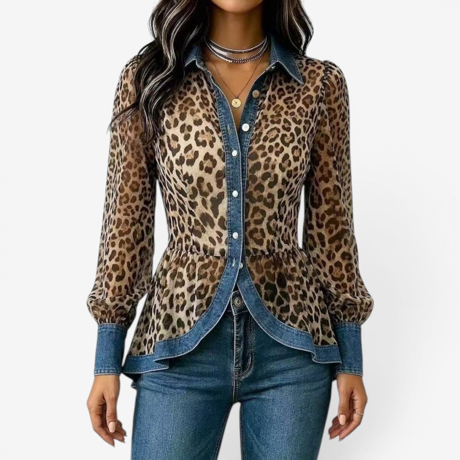 Lorie™ Blouse péplum léopard