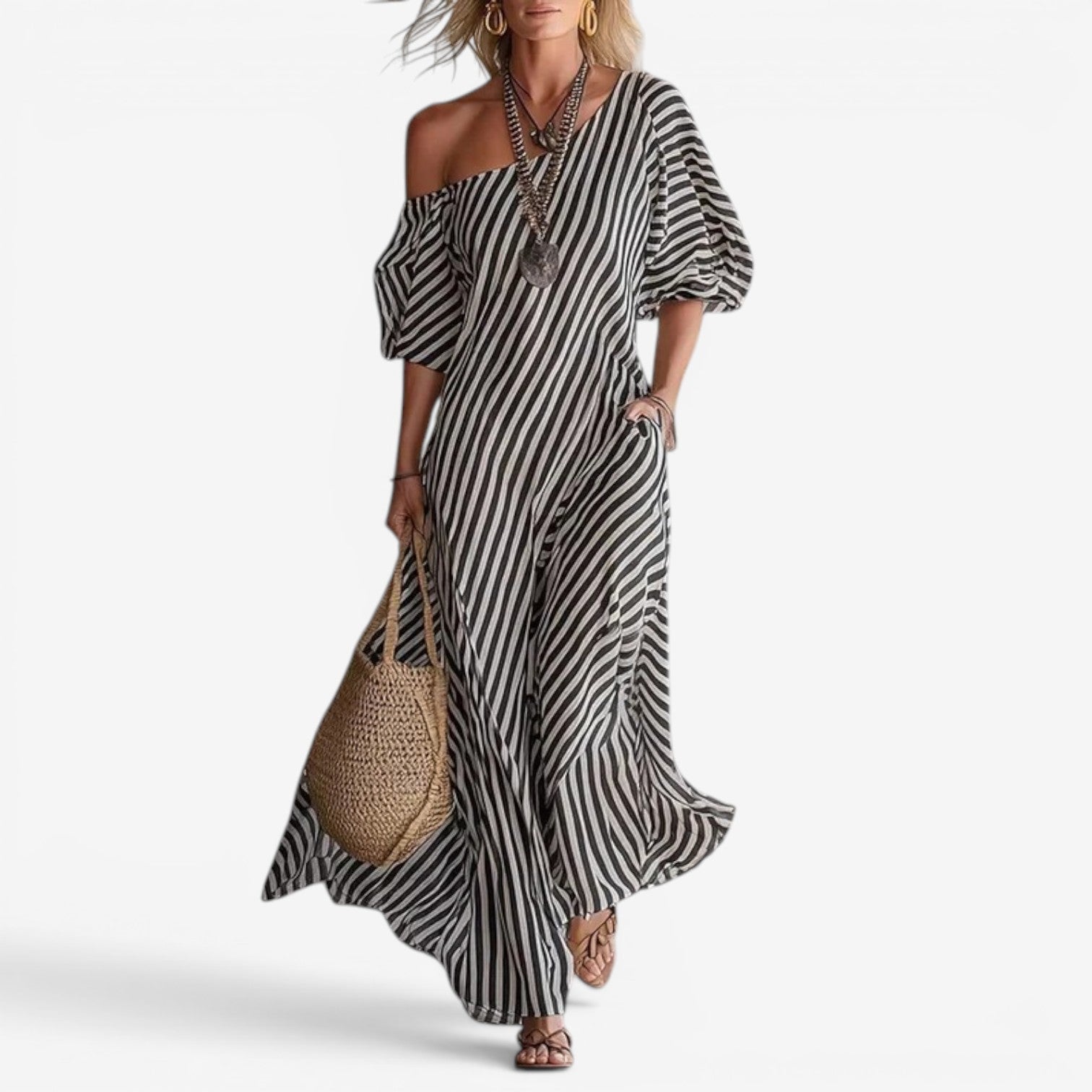 Izzy™ Robe longue à épaules dénudées