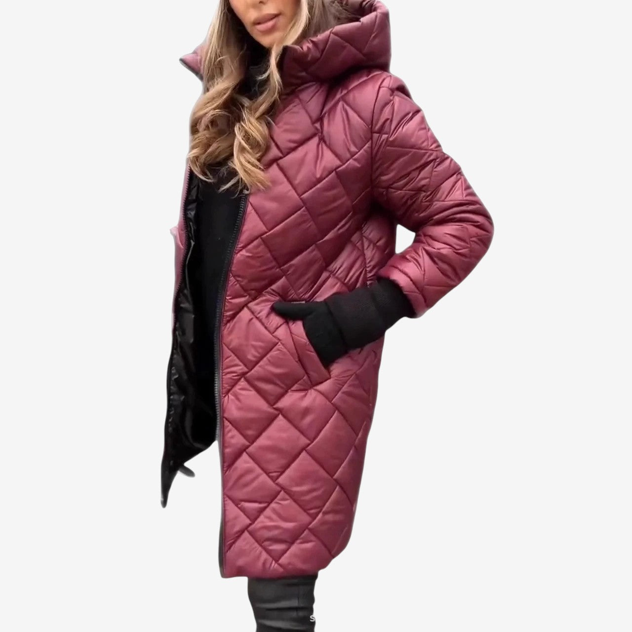 Cathleen™ Quiltet frakke med hætte